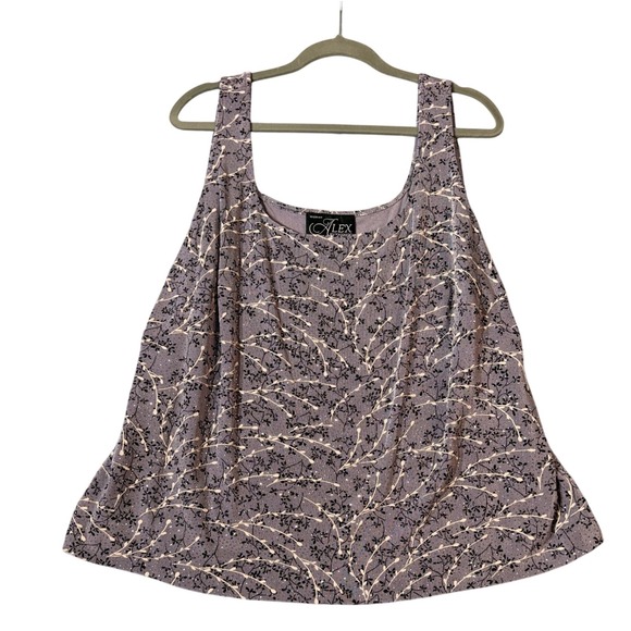 Alex Evenings Tops - Alex Evenings Tank Top Womens 3X Lavender Floral Glitter Square Neck 4211406